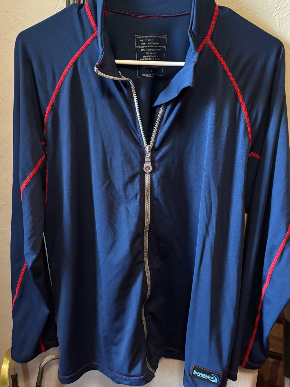 DuckSkinz UV H2O Armor Full Zip Sun Protection Jacket Men’s Large Blue UPF